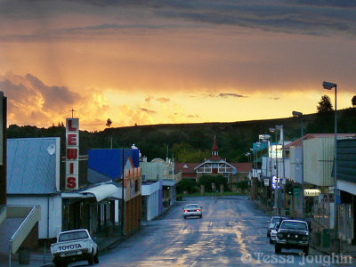 Stormy dusk in main street