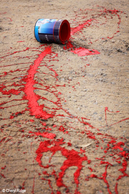 5941- spilled paint at beach carpark