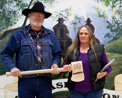 Pam Swigert receiving a Trail Warrior Award