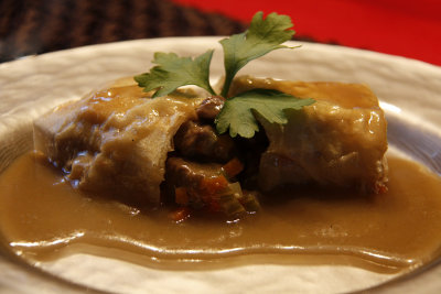 Kalkoenrollade in bladerdeeg