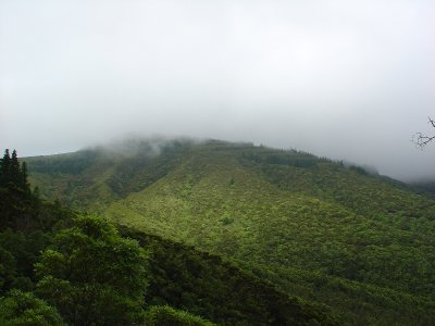 fog above the Lagoa do Fogo crater