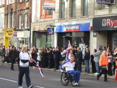 Future stars canoeist Rachel Cawthorn and Wheelchair Rugbys Steve Brown lead the parade