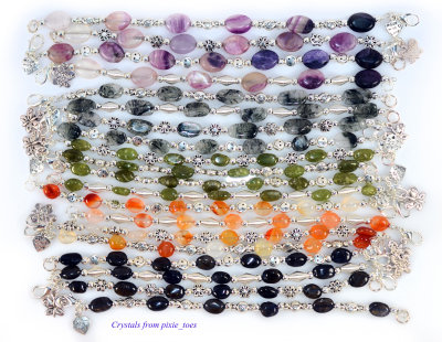 Gorgeous Gemstone Bracelets with Cute Metal Beads & Charms, Silver Plated Clasp