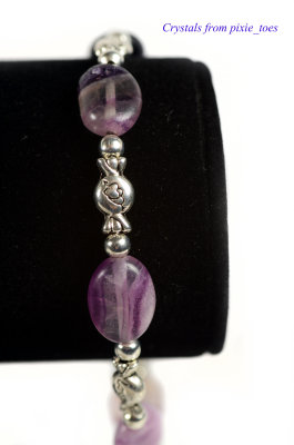 Purple Fluorite Bracelets with Love Heart Sweet Beads