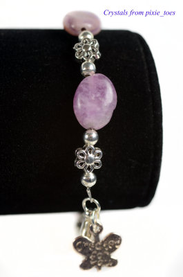 Purple Fluorite Bracelets with Flower Beads