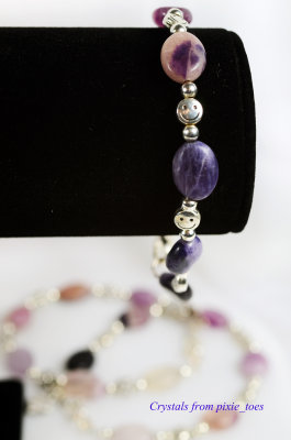 Purple Fluorite Bracelets with Smiley Face Beads