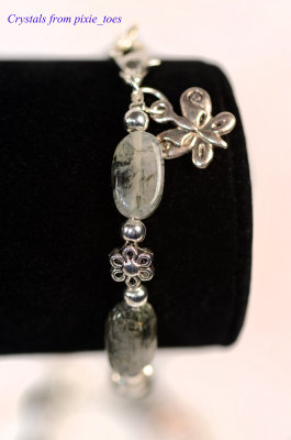 Rutilated Quartz Bracelets with Flower Beads