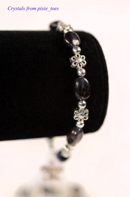 Iolite Bracelets with Flower Beads