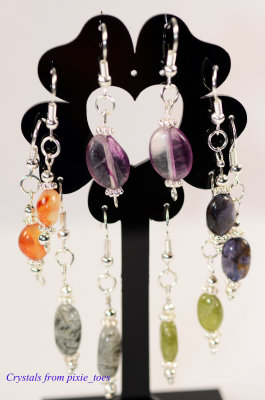 Gorgeous Gemstone Earrings, Silver Plated Hook 5 Crystals to Choose From