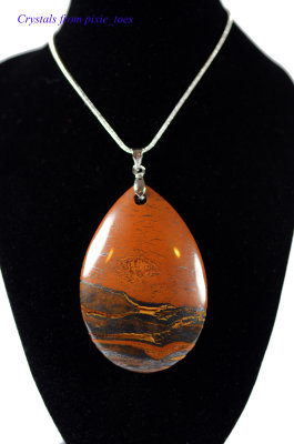 Tiger Iron Pendant - Tiger's Eye & Hemitite - on Silver Plated 16 Necklace