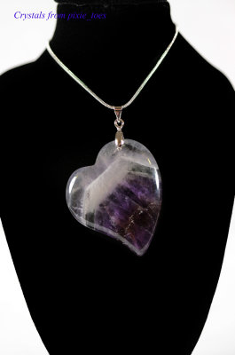 Stunning Fluorite Heart-shaped Pendant on 16 Silver Plated Necklace