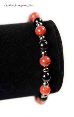 Onyx & Red Jasper plus Hematite Beads