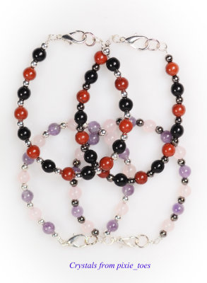 Lovely Beaded Bracelets with Two Gemstones plus Silver Plated or Hematite Beads