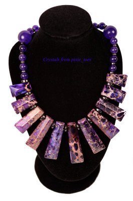 Dyed Purple Variscite and Amethyst Statement Necklace with Hematite Beads
