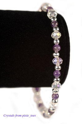 Amethyst Gemstone & Crystal Beaded Bracelet