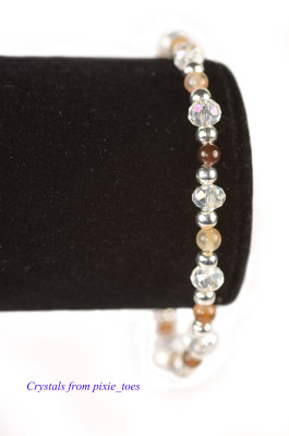 Botswana Agate Gemstone & Crystal Beaded Bracelet