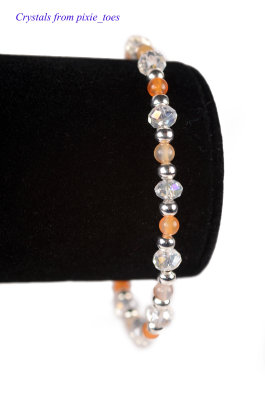 Carnelian Gemstone & Crystal Beaded Bracelet