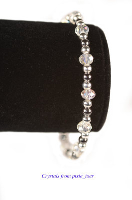 Hematite Gemstone & Crystal Beaded Bracelet