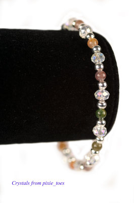 Indian Agate Gemstone & Crystal Beaded Bracelet