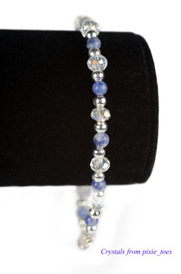 Sodalite Gemstone & Crystal Beaded Bracelet
