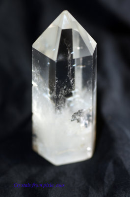 Clear Quartz Rock Crystal Polished Point Wand Obelisk with Metal Inclusion