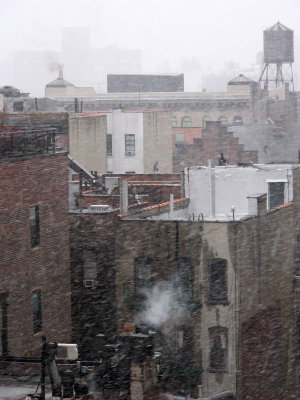 Noreaster Snow Storm Over West Greenwich Village 