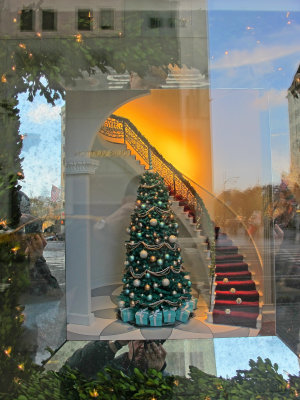 Tiffany Winter Holiday Window with Reflections