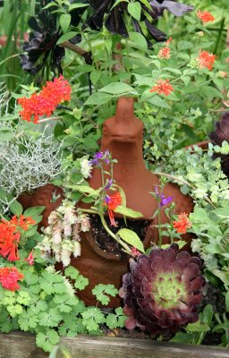 Terracotta Hen in a Garden Plot