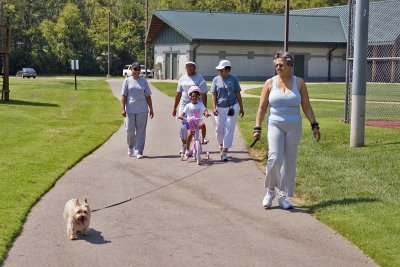 Family enjoying the walking paths at Crocket Park