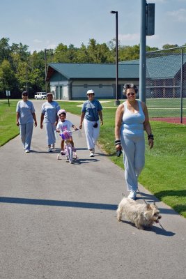 Family enjoying the walking paths at Crocket Park