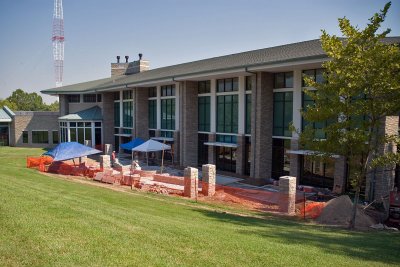 Construction of new reading terrace behind the library