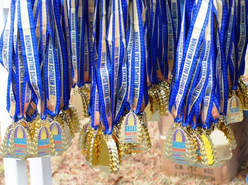 Marathon Finishing Medals waiting to be claimed
