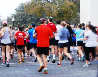 Runners entering Dealey Plaza