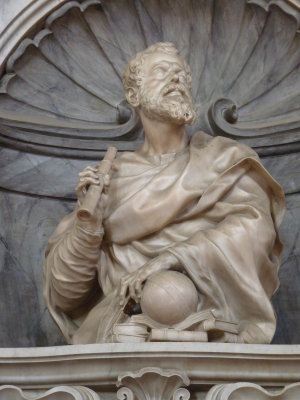 Bust of Galileo, with telescope