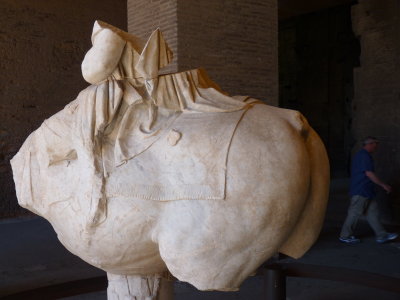sculpture of a horse, unearthed in Colosseum just a few years ago