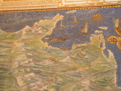one of the fresco maps of Italy lining the hall; shows Bay of Naples, Sorrento