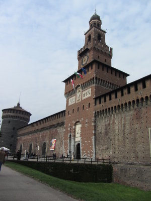 Front of Sforzesco Castle, with moat
