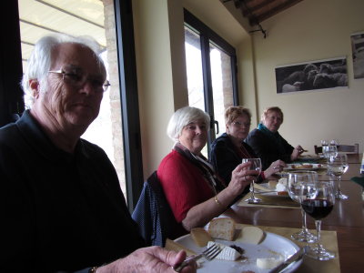 Our group, tasting Pecorino and wine