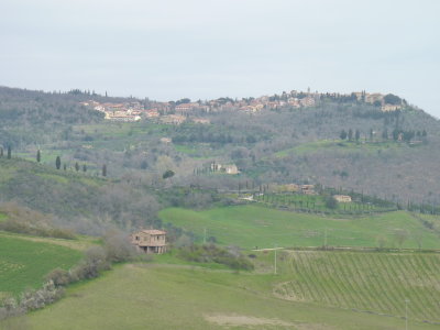 Tuscan hills from  cheese factory
