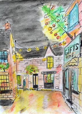Bring On Christmas illustration in pen, ink and watercolour for SALE