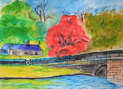 Cottage in Bakewell pen, ink and watercolour