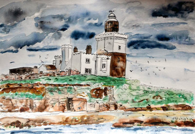 croquet Island Watercolour, pen and ink 2013 for sale