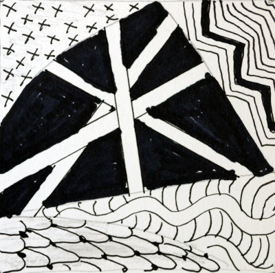 I SEE A FLAG ZENTANGLE ART