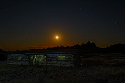 Moonset On A Ghostly Cabin