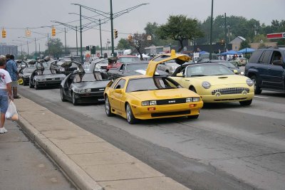 a bunch of Deloreans