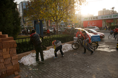 Snowball fight in Beijing