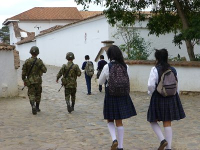 Military boys and schoolgirls