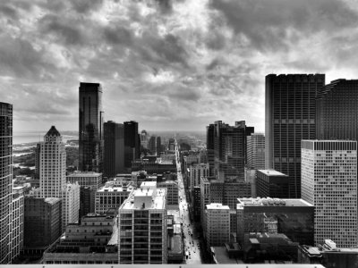 State Street, Chicago view from Kemper Building, Chicago, IL - Open House Chicago 2012, Black and White