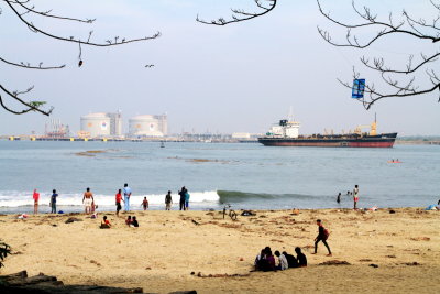 Mahatma Gandhi Beach, Kochi Refineries, Oil container, Fort Kochi, Kerala