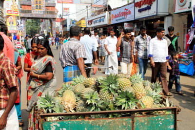 Pineapple seller, Mullackal street, Alappuzha, Kerala